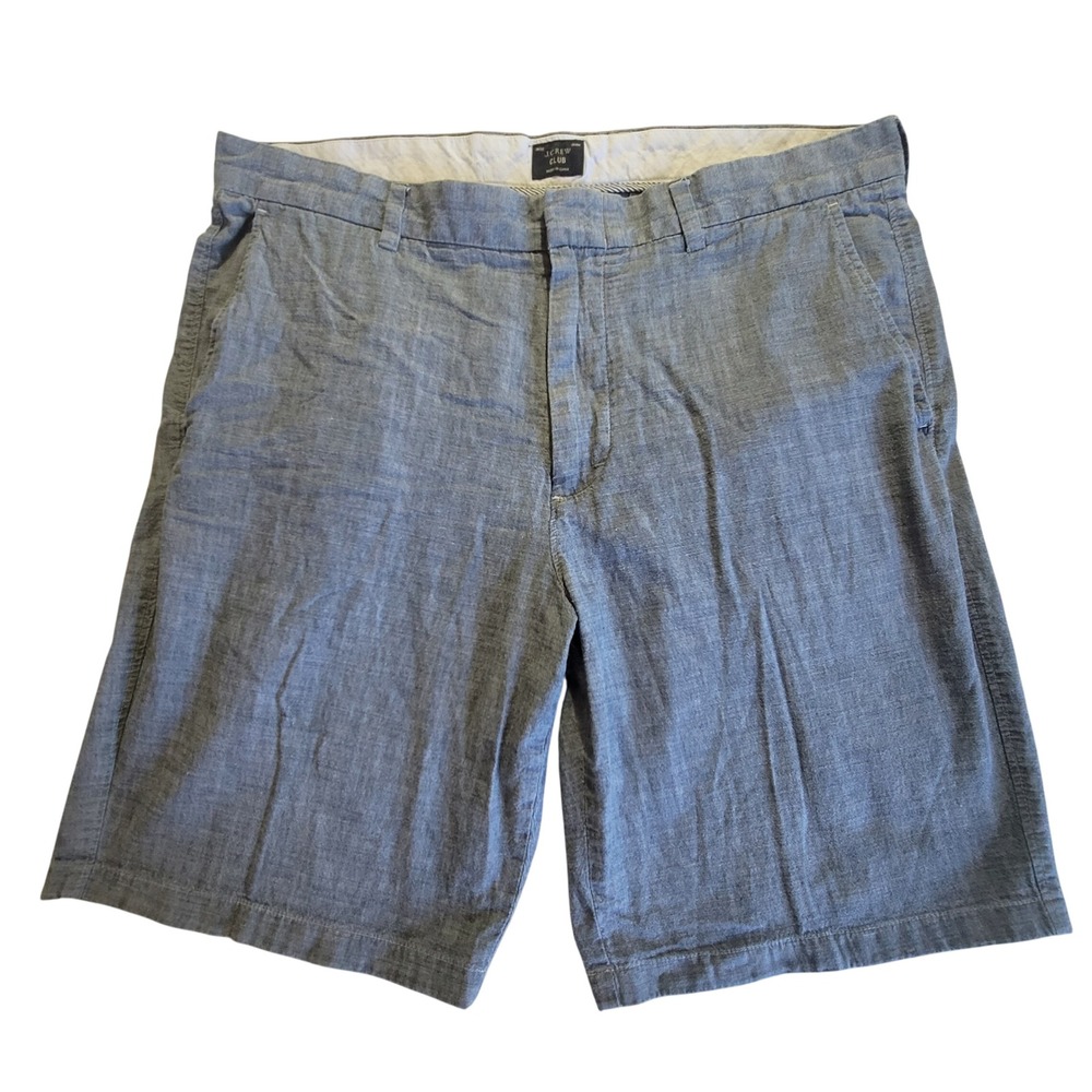 Classic J.Crew Club Shorts Mens‎ 36 Blue Cotton Chambray Texture Casual Summer